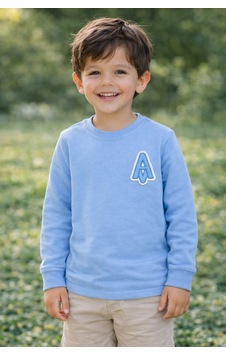 Tanem Kids Erkek Çocuk Jakarlı Örme Sweatshirt Mavi Tanem Kids Erkek Çocuk Jakarlı Örme Sweatshirt Mavi
