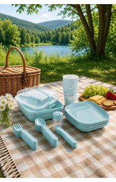 Emilahome Lovely Piknik Seti Turkuaz 6 Lı Set - 867603495