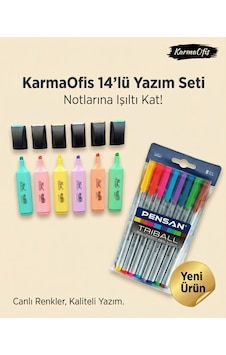 14 Parça Yazım Ve İşaretleme Seti - 6'lı Masis Pastel Fosforlu & 8'li Pensan Renkli Kalem Çok Renkli 14 Parça Yazım Ve İşaretleme Seti - 6'lı Masis Pastel Fosforlu & 8'li Pensan Renkli Kalem Çok Renkli