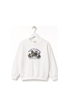 Divonette Erkek Çocuk Hayvan Baskılı Sweatshirt Ekru