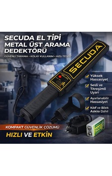El Tipi Metal Dedektörü Üst Arama Dedektörü Şarj Adaptörü Ve Pil Dahil