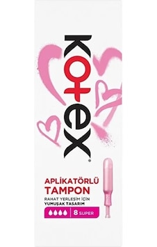 Kotex Aplikatörlü Tampon 8 Adet Süper Tekli Pk Kotex Aplikatörlü Tampon 8 Adet Süper Tekli Pk