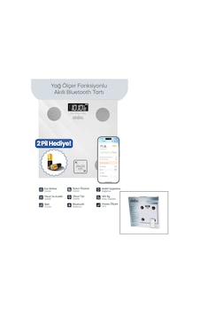 Beyaz Yağ Ölçer Akıllı Bluetooth Cam Baskül Pilli 180kg/50gr 26x26cm 8-kişi Hafıza Lcd Ekran Göste Beyaz Yağ Ölçer Akıllı Bluetooth Cam Baskül Pilli 180kg/50gr 26x26cm 8-kişi Hafıza Lcd Ekran Göste