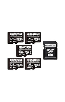 Gıgastone 128gb Microsdxc Hafıza Kartı Paketi 5'li + Aksiyon Kamerası, Gopro, Drone Ve Tablet İçin Sd Adaptörü, 85 Mb/s'ye Kadar, Full Hd Video Kayıt, Mikro Sd Kart Uhs-ı Sınıf 10 U1