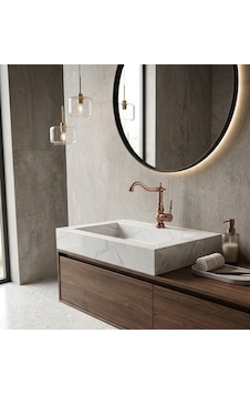 Bronz Desenli Rustik Lavabo Bataryası Rose Gold Bronz Desenli Rustik Lavabo Bataryası Rose Gold