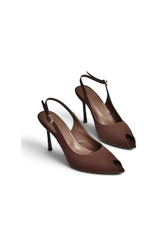 Fox Shoes Z676085004 Kahverengi Kumaş İnce Topuklu Kadın Ayakkabı Fox Shoes Z676085004 Kahverengi Kumaş İnce Topuklu Kadın Ayakkabı