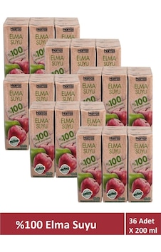 Elma Suyu %100 Meyve Suyu Oranı Şeker Ilavesiz 36 Adet X 200 Ml