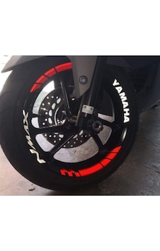 Yamaha Nmax Yazılı Kırmızı Beyaz Jant Sticker Etiket Modeli Uyumlu