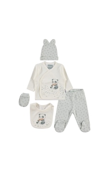 Minidamla Baby Minidamla Ayı Desenli 5'li Zıbın Takımları - Yeşil Minidamla Baby Minidamla Ayı Desenli 5'li Zıbın Takımları - Yeşil