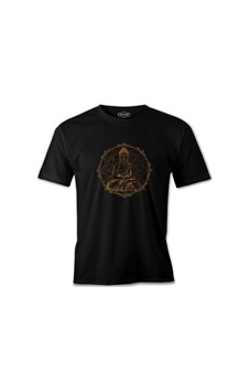 Erkek Ruhun Huzuru - Altın Budha Ve Mandala Baskılı Siyah Tshirt 001 Erkek Ruhun Huzuru - Altın Budha Ve Mandala Baskılı Siyah Tshirt 001