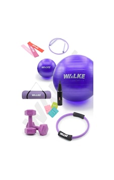 Walke 14 Parça Lüx Pilates Seti 55 Cm Pilates Topu Pilates Matı Pilates Çemberi 2 X 1 Kg Dambıl Mor