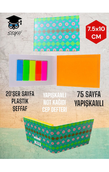 Yapışkanlı Not Kağıdı Cep Defteri Model Post-it Defteri Yapışkanlı Kağıt Seti Yeşil