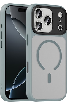 Apple Uyumlu iPhone 17 Pro Max Kılıf Mat Arka Yüzey Wireless Şarj Özellikli Flet M-safe Kapak Gri Apple Uyumlu iPhone 17 Pro Max Kılıf Mat Arka Yüzey Wireless Şarj Özellikli Flet M-safe Kapak Gri