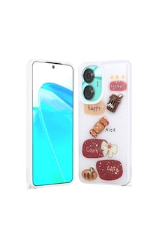 Realme C55 4g İle Uyumlu Kılıf Parlayan Sıvılı Simli Kabartma Figürlü Kapak
