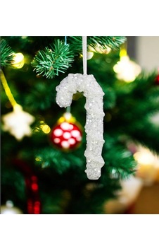 Yılbaşı Süsü İncili Simli Baston Beyaz 15 Cm Yılbaşı Süsü İncili Simli Baston Beyaz 15 Cm