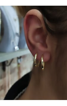 Gümüş 14 Mm Taşsız Sarı Halka Küpe Diğer Gümüş 14 Mm Taşsız Sarı Halka Küpe Diğer