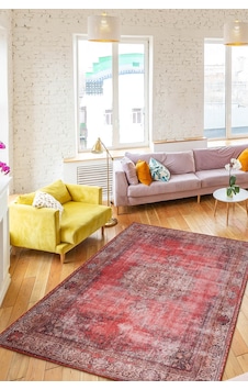 Artloop Blues Şönil Vintage Desenli Dokuma Taban Dekoratif Kırmızı Salon, Mutfak Halısı Al 119