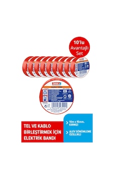Tesa Elektrik İzolasyon Bandı Spvc, 10m X 15mm, Kırmızı Renk X10 Adet Tesa Elektrik İzolasyon Bandı Spvc, 10m X 15mm, Kırmızı Renk X10 Adet