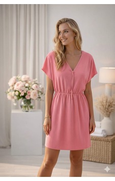 Maşuka Kadın Bel Lastikli V Yaka Boncuk Detaylı Pareo/elbise/plaj Elbisesi Pembe Pembe Maşuka Kadın Bel Lastikli V Yaka Boncuk Detaylı Pareo/elbise/plaj Elbisesi Pembe Pembe