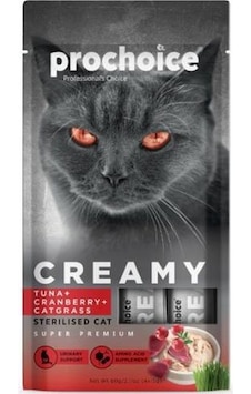 Prochoice Creamy Ton Balıklı Ve Kızılcıklı Kedi Çimi İçerikli Sıvı Kısırlaştırılmış Kedi Ödülü 4 X 15 Gr Prochoice Creamy Ton Balıklı Ve Kızılcıklı Kedi Çimi İçerikli Sıvı Kısırlaştırılmış Kedi Ödülü 4 X 15 Gr