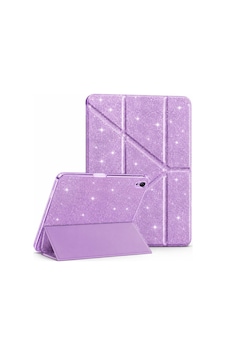 Apple iPad Uyumlu Air 3 10.5 İle Uyumlu Kılıf Simli Kalem Bölmeli Trifolding Case A2152 A2123 A2153 A2154 Simli-mor Sku: Zeusb0h4qt7x7b Arka Kapak