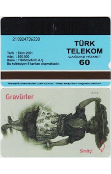 Gravürler - Simitçi Telefon Kartı 60 Kontör Türk Telekom. Ekim 2001. Gravürler - Simitçi Telefon Kartı 60 Kontör Türk Telekom. Ekim 2001.