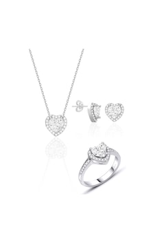 Kadın Kalpli Gümüş Üçlü Set Zirkon Taşlı Pırlanta Modeli Kalp 925 Ayar St071 Gümüş Kadın Kalpli Gümüş Üçlü Set Zirkon Taşlı Pırlanta Modeli Kalp 925 Ayar St071 Gümüş