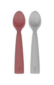 OiOi Nam Nam 2'li Silikon Mama Kaşığı Velvet Rose-Powder Grey Gri - Gülkurusu