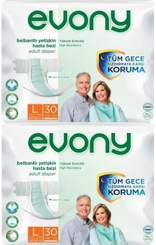 Evony Belbantlı Yetişkin Hasta Bezi Large 30 Lu X 2 Adet PKT.EVONY.034 L