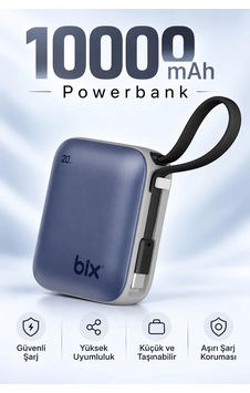 Exenar - Lacivert - Mini Powerbank 10000 Mah Cep Boy Taşınabiler Hızlı Şarj Pd 20w Dijital Göstergeli Type-c Kablolu Exenar - Lacivert - Mini Powerbank 10000 Mah Cep Boy Taşınabiler Hızlı Şarj Pd 20w Dijital Göstergeli Type-c Kablolu