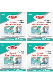 D'S Sağlık Gaz Kompres Gazlı Bez 7.5 x 7.5 CM 4 x 100 Adet 400 Adet D'S Sağlık Gaz Kompres Gazlı Bez 7.5 x 7.5 CM 4 x 100 Adet 400 Adet