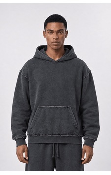 Respire Erkek Pis Dikiş Detaylı Yıkamalı Basic Oversize Hoodie Siyah Respire Erkek Pis Dikiş Detaylı Yıkamalı Basic Oversize Hoodie Siyah