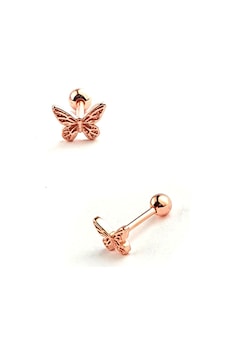Kelebek Figürlü 925ayar Gümüş Rose Tragus Kıkırdak Piercing Altın Kelebek Figürlü 925ayar Gümüş Rose Tragus Kıkırdak Piercing Altın