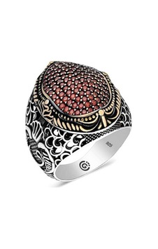 Gumush 546038501 Gümüş Kırmızı Zirkon Taşlı Oval Erkek Yüzük Gumush 546038501 Gümüş Kırmızı Zirkon Taşlı Oval Erkek Yüzük
