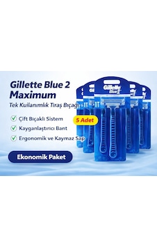 Jilet Blue 2 Maximum Tek Kullanımlık Tıraş Bıçağı 5 Adet Ekonomik Paket Jilet Blue 2 Maximum Tek Kullanımlık Tıraş Bıçağı 5 Adet Ekonomik Paket