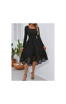 Butik İstanbul Kadın Uzun Kollu Kare Yakalı Etek Ucu Lazer Çiçek Kesim Detaylı Midi Ithal Krep Elbise Siyah Butik İstanbul Kadın Uzun Kollu Kare Yakalı Etek Ucu Lazer Çiçek Kesim Detaylı Midi Ithal Krep Elbise Siyah