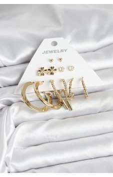 Pirinç Gold Renk 6 Çift Kadın Küpe Seti 5886 Çok Renkli Pirinç Gold Renk 6 Çift Kadın Küpe Seti 5886 Çok Renkli