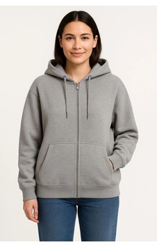 Velmora Fashion Kadın 3 İplik Pamuklu Kapüşonlu Tam Fermuarlı Kanguru Cepli Sweatshirt Hoodie - Gri Velmora Fashion Kadın 3 İplik Pamuklu Kapüşonlu Tam Fermuarlı Kanguru Cepli Sweatshirt Hoodie - Gri