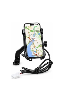 Motosiklet Uyumlu Usb Ayna Telefon Tutacağı Tüm Yıllar Abs Plastik + Metal Siyah Renk