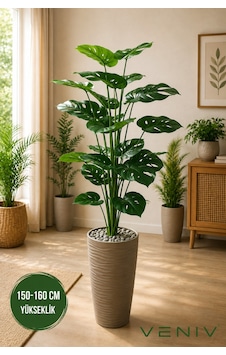 150-160 Cm Yapay Monstera Deve Tabanı Büyük Boy Dekoratif Salon Bitkisi Renkli