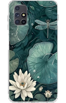 Samsung Galaxy M51 Uyumlu Yeşil Yapraklı Nilüfer Ve Yusufçuk Baskılı Silikon Kılıf Renkli Samsung Galaxy M51 Uyumlu Yeşil Yapraklı Nilüfer Ve Yusufçuk Baskılı Silikon Kılıf Renkli