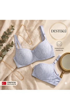 Wınneraın Kadın Gri Destekli Dolgulu Balenli Sütyen Wınneraın Kadın Gri Destekli Dolgulu Balenli Sütyen