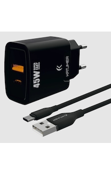 Katjmer Kj-45up-c Usb-pd 45w Şarj Adaptörü Type-c Kablo Siyah Katjmer Kj-45up-c Usb-pd 45w Şarj Adaptörü Type-c Kablo Siyah