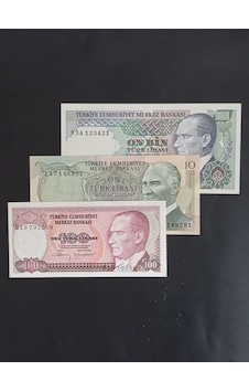 6. 7. Emisyon 3 lü Eskı ParaTürk Lirası 100-10 6. 7. Emisyon 3 lü Eskı ParaTürk Lirası 100-10