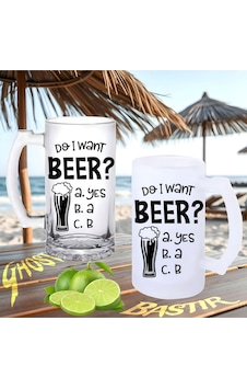 Bira İstiyor Muyum Buzlu Ya Da Buzsuz Bira Bardağı