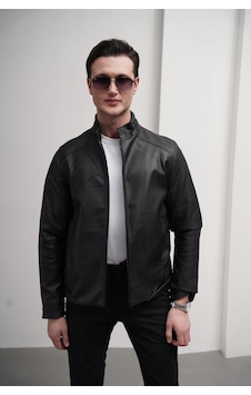 Modefendi Slim Fit Kalıp Hakim Yaka Ribanası Asimetrik Model İthal Deri Mont Siyah Modefendi Slim Fit Kalıp Hakim Yaka Ribanası Asimetrik Model İthal Deri Mont Siyah