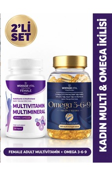 Hotay Nutrition Wooggs Vital Female Adult Multivitamin Multimineral 120 Kapsül + Omega 3-6-9 90 Kapsül 2'li Set Hotay Nutrition Wooggs Vital Female Adult Multivitamin Multimineral 120 Kapsül + Omega 3-6-9 90 Kapsül 2'li Set