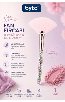 Yelpaze Makyaj Fırçası Aydınlatıcı, Allık Ve Pudra Uygulama Fırçası Işıltılı Sap Yelpaze Makyaj Fırçası Aydınlatıcı, Allık Ve Pudra Uygulama Fırçası Işıltılı Sap