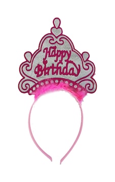 Happy Birthday Neon Pembe Renk Doğum Günü Tacı 24x15 Cm "