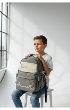 Backpack Çok Bölmeli Okul & Günlük Sırt Çantası Gri Backpack Çok Bölmeli Okul & Günlük Sırt Çantası Gri